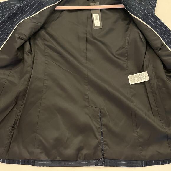 NWT Banana Republic Satin Blazer Women’s Size 0 Navy Pinstripe Boyfriend Office - Picture 14 of 16